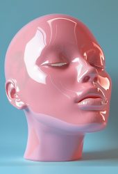 3D Rendered Overlapping Faces Sculpture